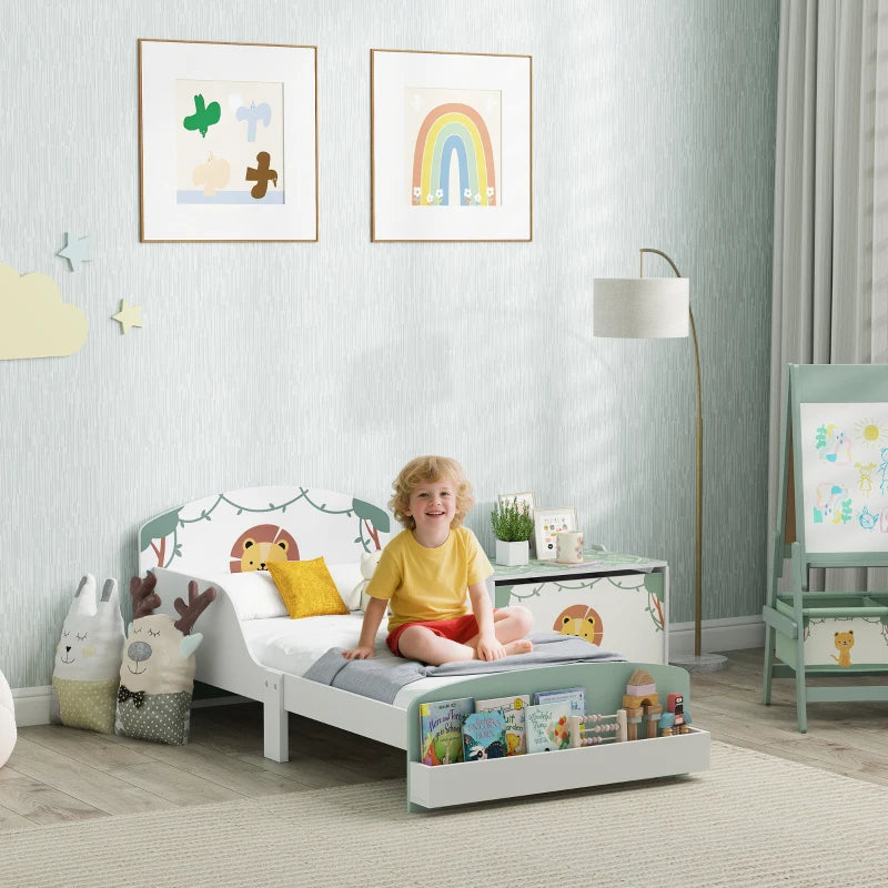 Toddler Bed with Storage & Guardrails