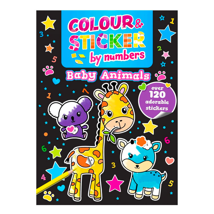 Baby Animals Colour And Sticker By Numbers Book