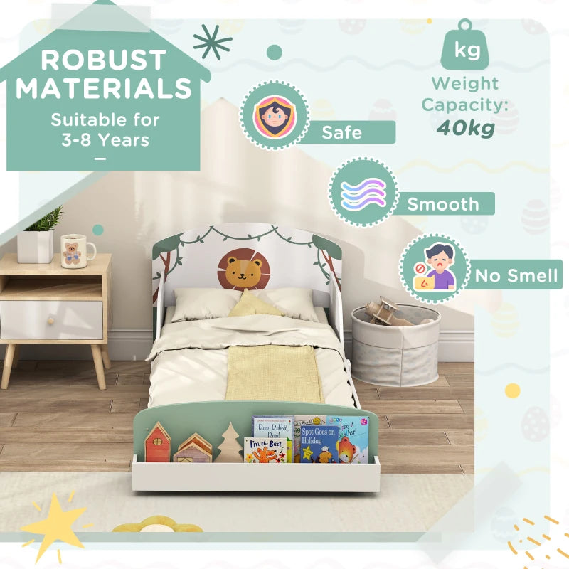 Toddler Bed with Storage & Guardrails