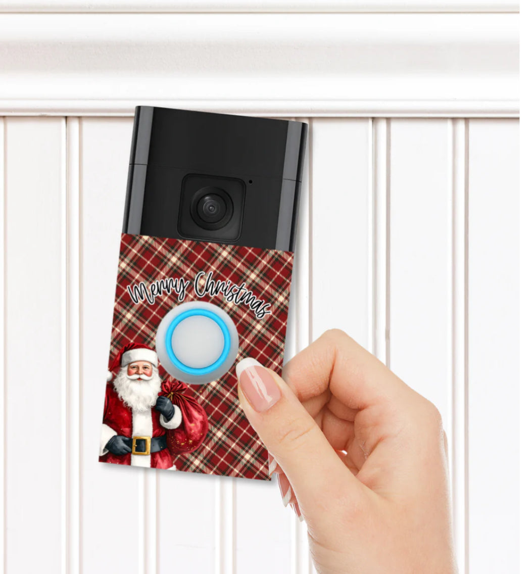 DOORBELL STICKER - RING 2ND GEN- TARTAN SANTA