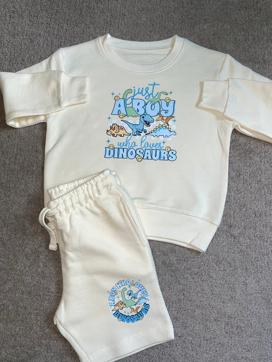 Boy Who Loves Dinos Jumper & Shorts Set