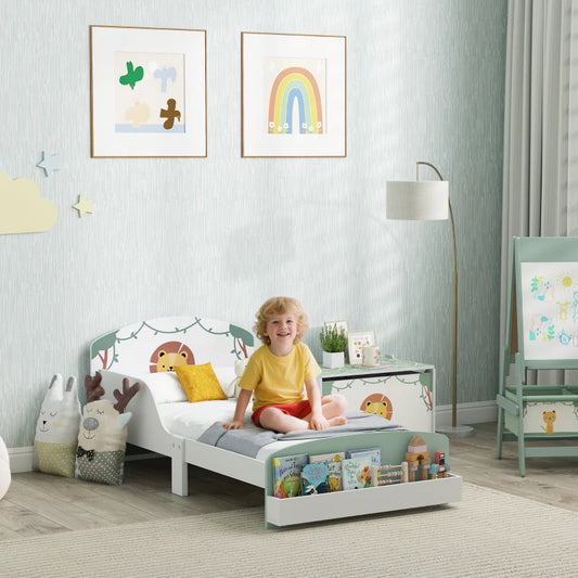Toddler Bed with Storage & Guardrails