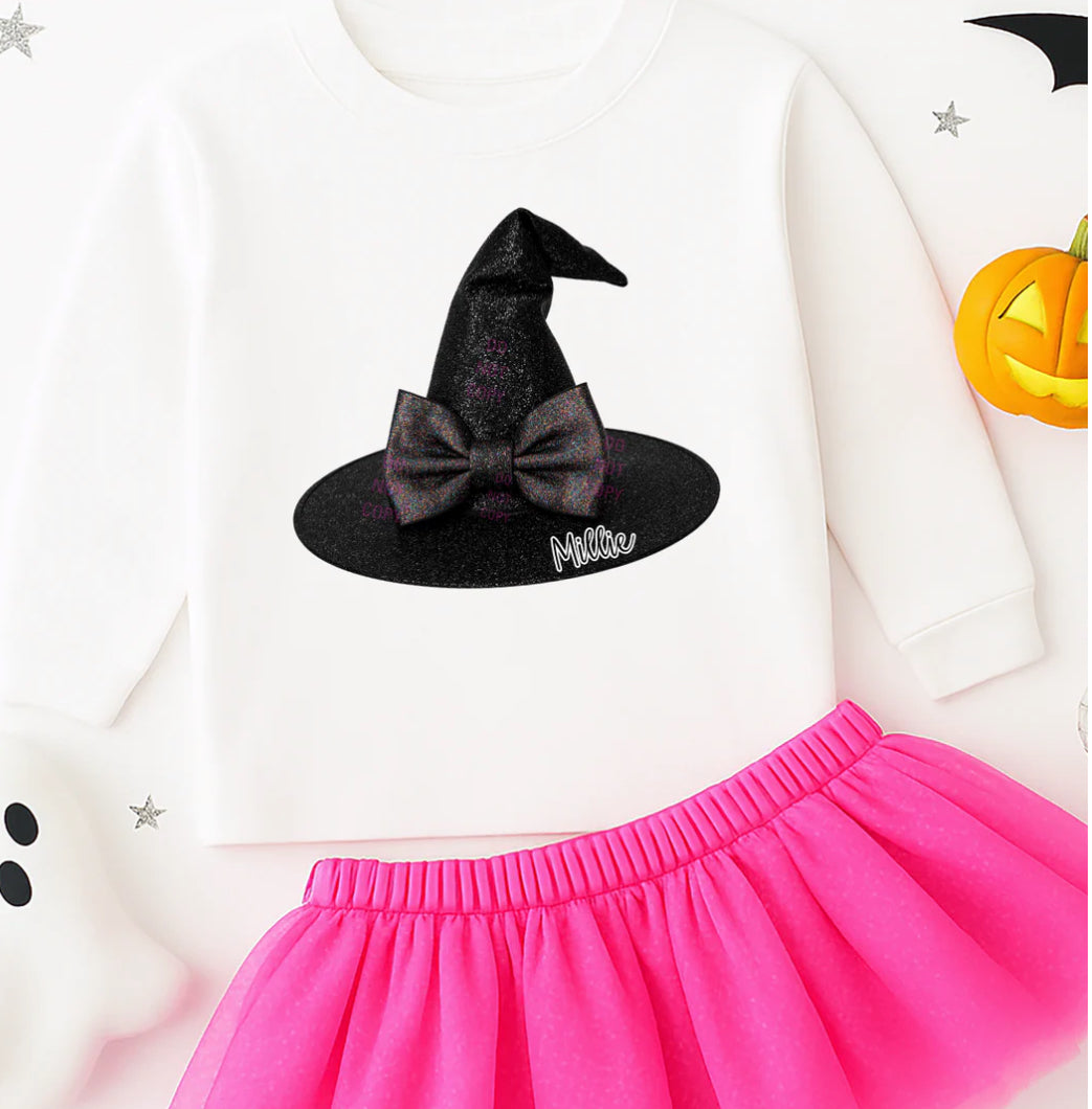 Black Glitter Witch Hat Sweatshirt