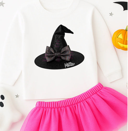 Black Glitter Witch Hat Sweatshirt