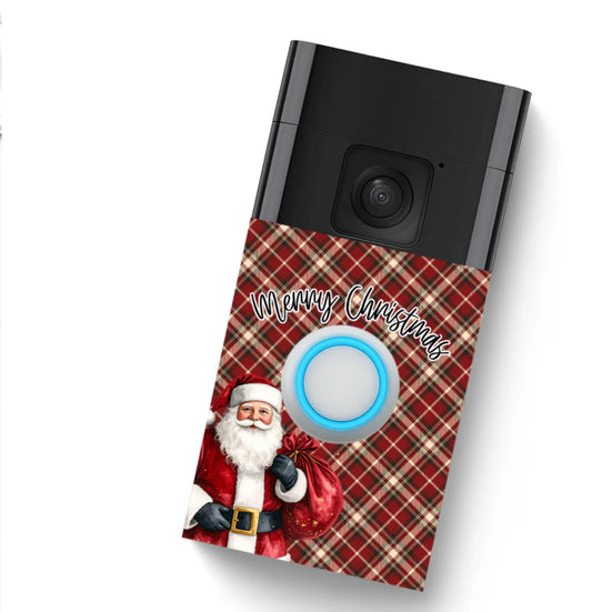 DOORBELL STICKER - RING 2ND GEN- TARTAN SANTA