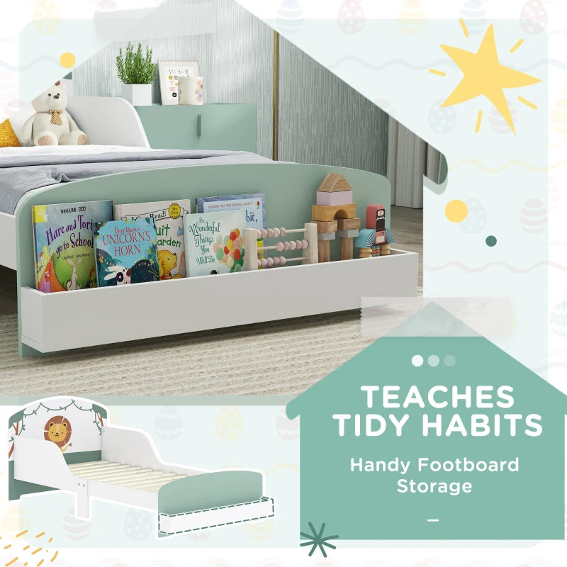 Toddler Bed with Storage & Guardrails