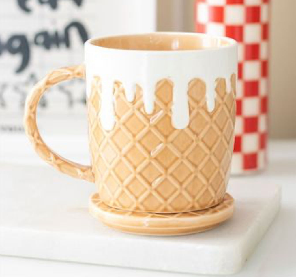 WAFFLE MUG AND COASTER SET