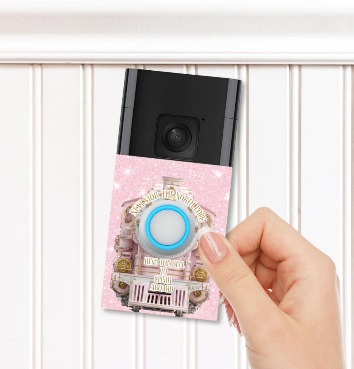 DOORBELL STICKER - RING 2ND GEN- PINK NORTH POLE EXPRESS- UV DECAL