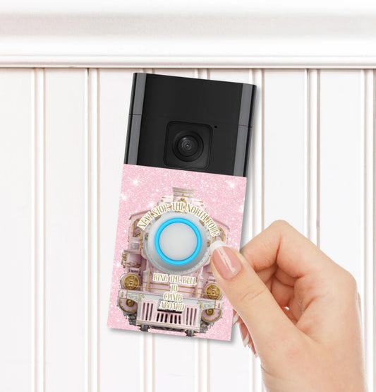 DOORBELL STICKER - RING 2ND GEN- PINK NORTH POLE EXPRESS- UV DECAL