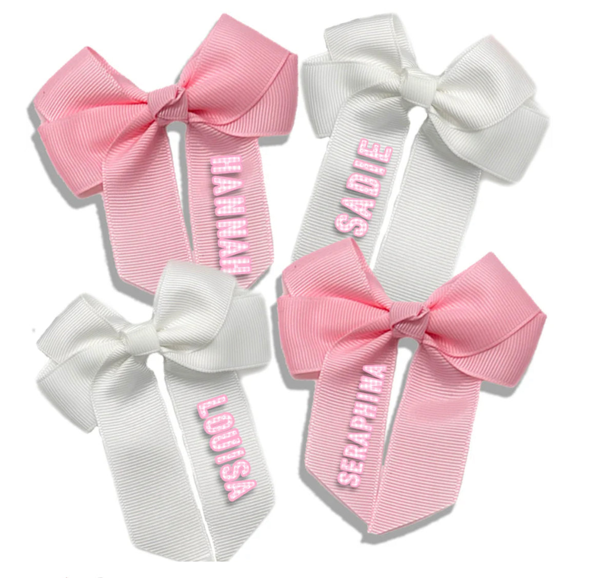 Pink Gingham Name Style HairBow
