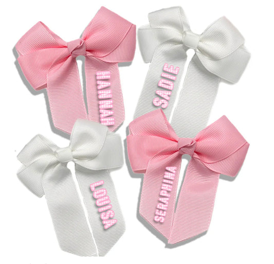 Pink Gingham Name Style HairBow
