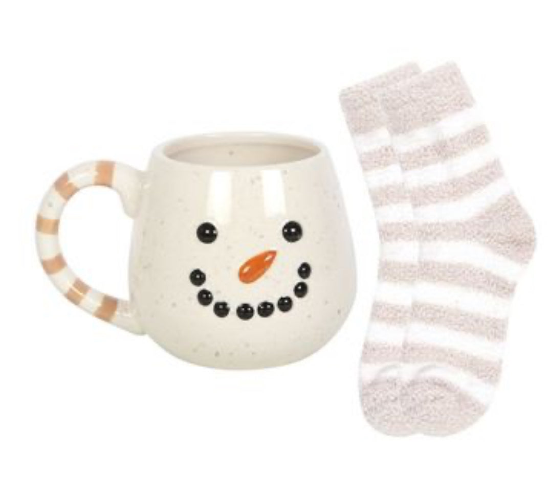 SNOWMAN MUG AND SOCKS MUG SET