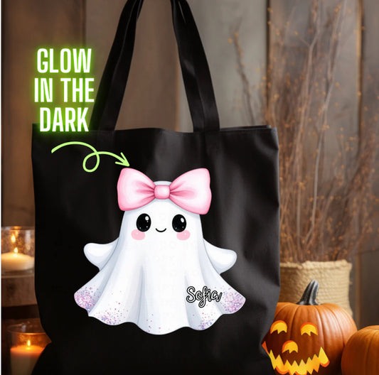 GIRL GHOST GLOW IN THE DARK MINI TOTE BAG
