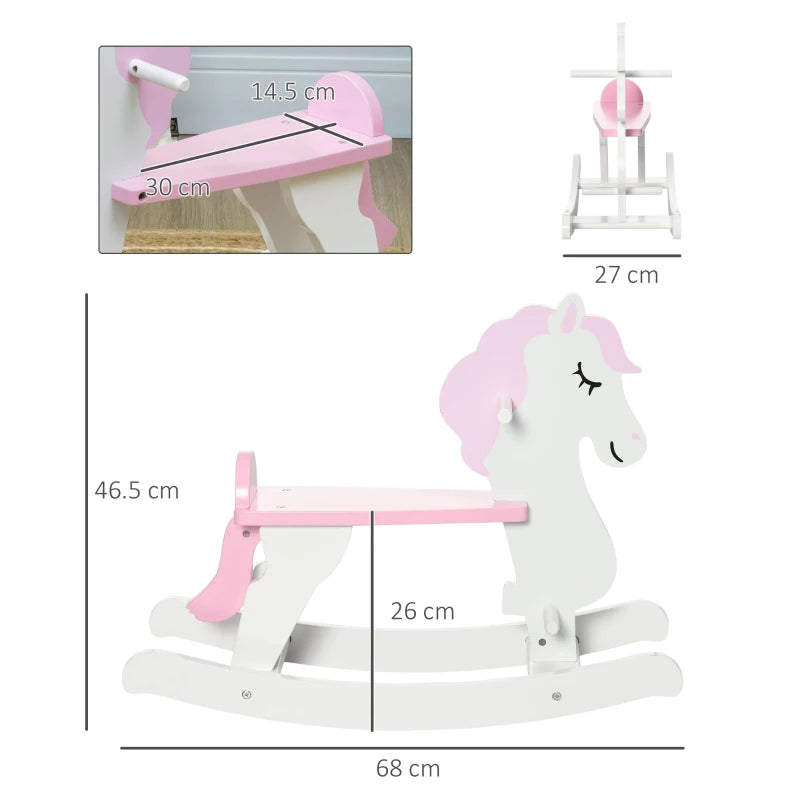 Kids Rocking Horse - White/Pink