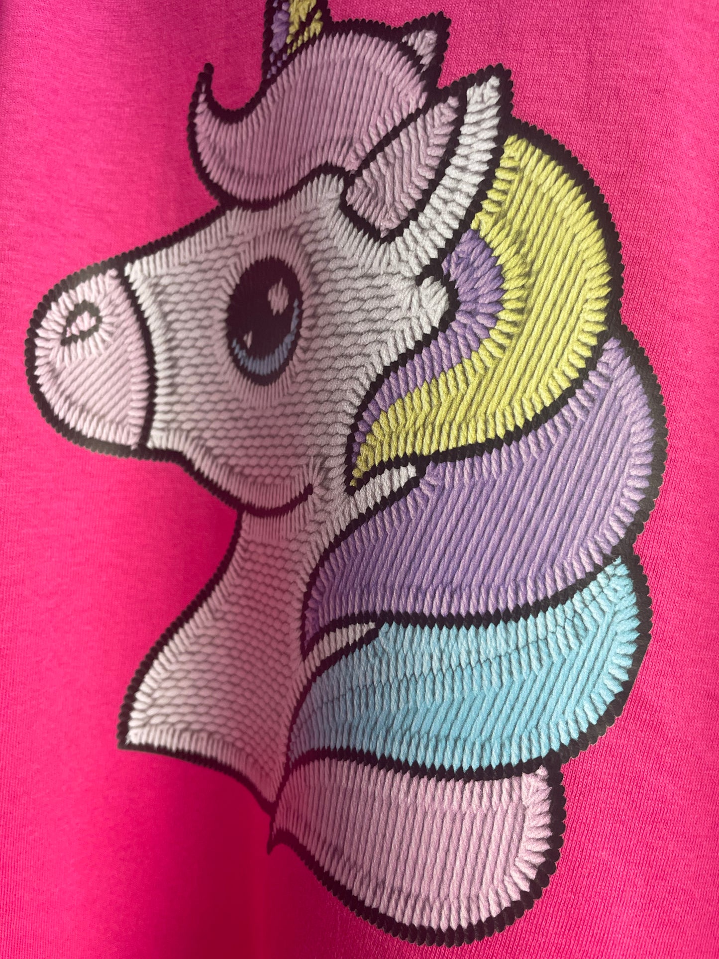 Unicorn Girls Embroidery Effect T-Shirt
