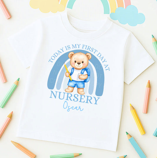 FIRST DAY AT NURSERY T-SHIRT - BLUE