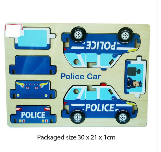 Wood 3d Puzzle - Police Car