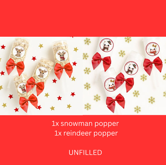 1x snow popper & 1x reindeer popped - EMPTY