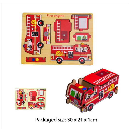 Wood 3d Puzzle - Fire Engine
