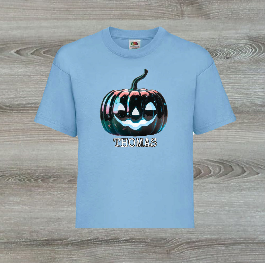 SPOOKY PUMPKIN BLUE DESIGN CHILDREN’S TSHIRT
