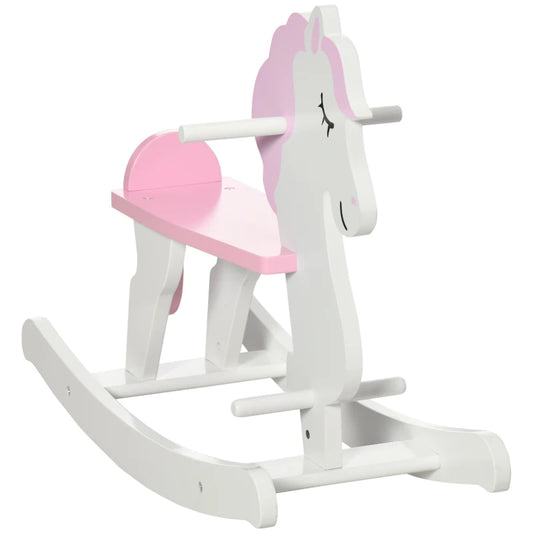 Kids Rocking Horse - White/Pink