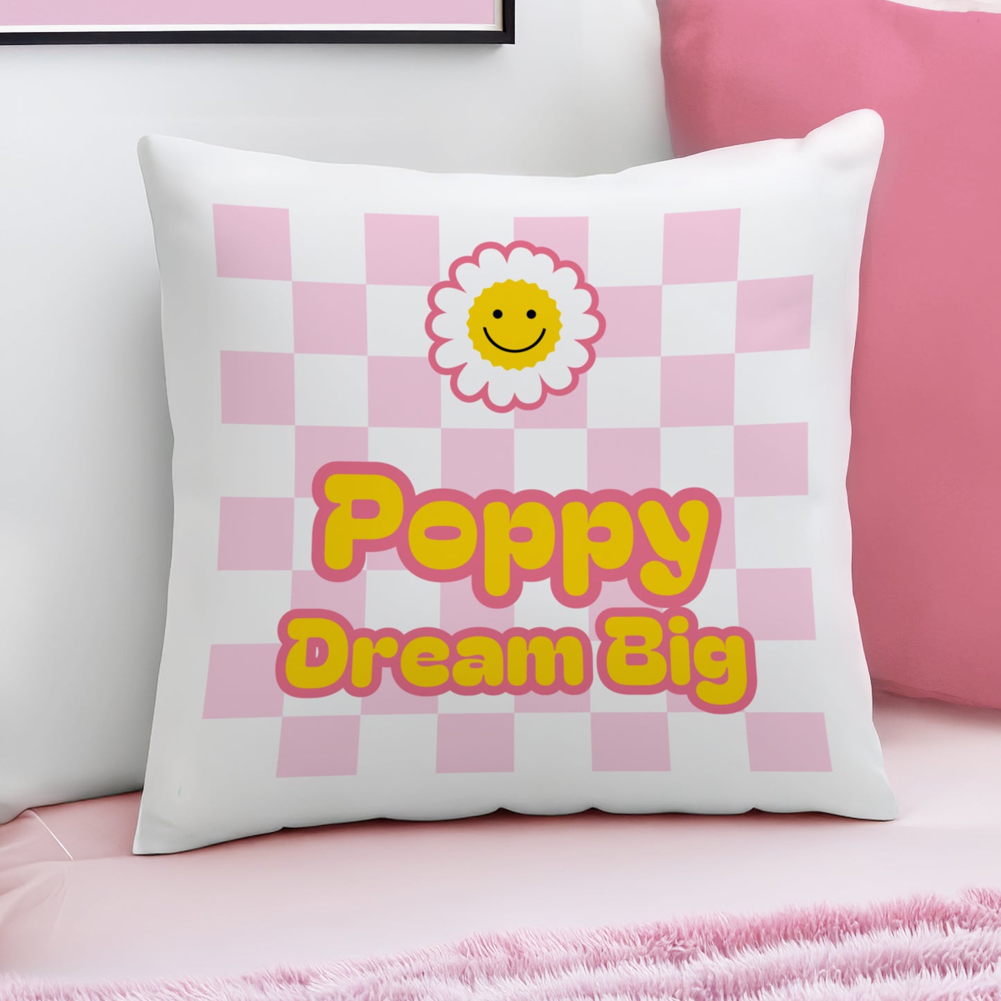 Personalised Daisy Checked Cushion