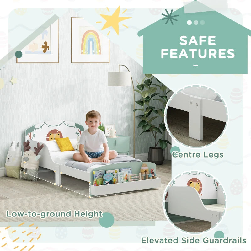 Toddler Bed with Storage & Guardrails