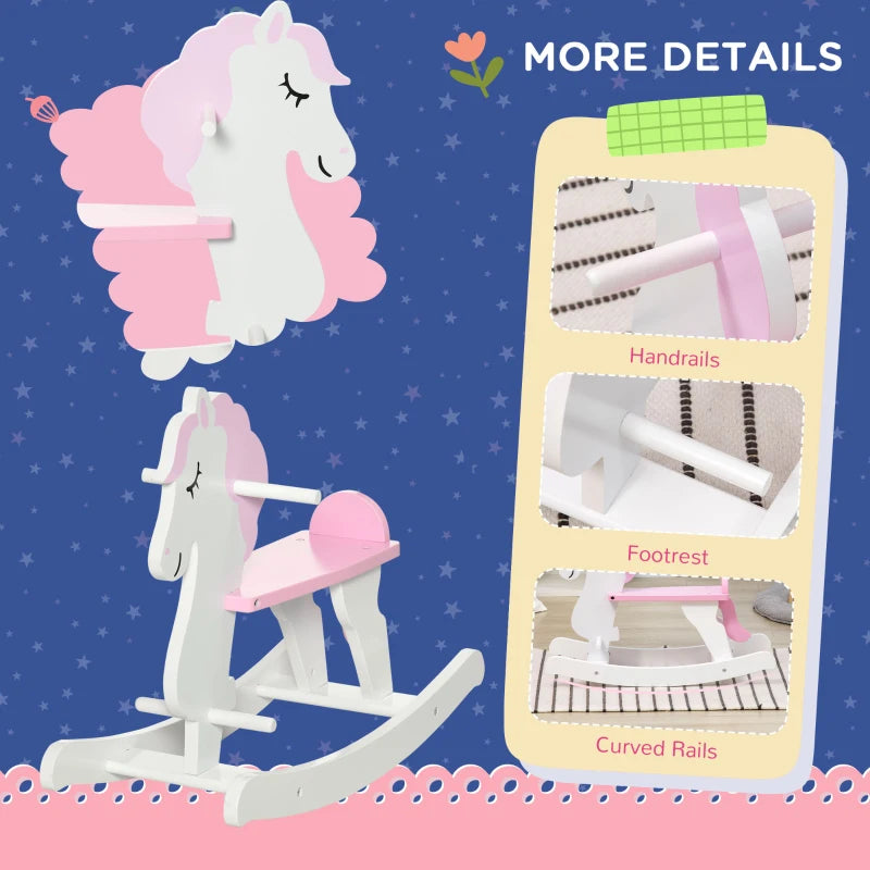 Kids Rocking Horse - White/Pink