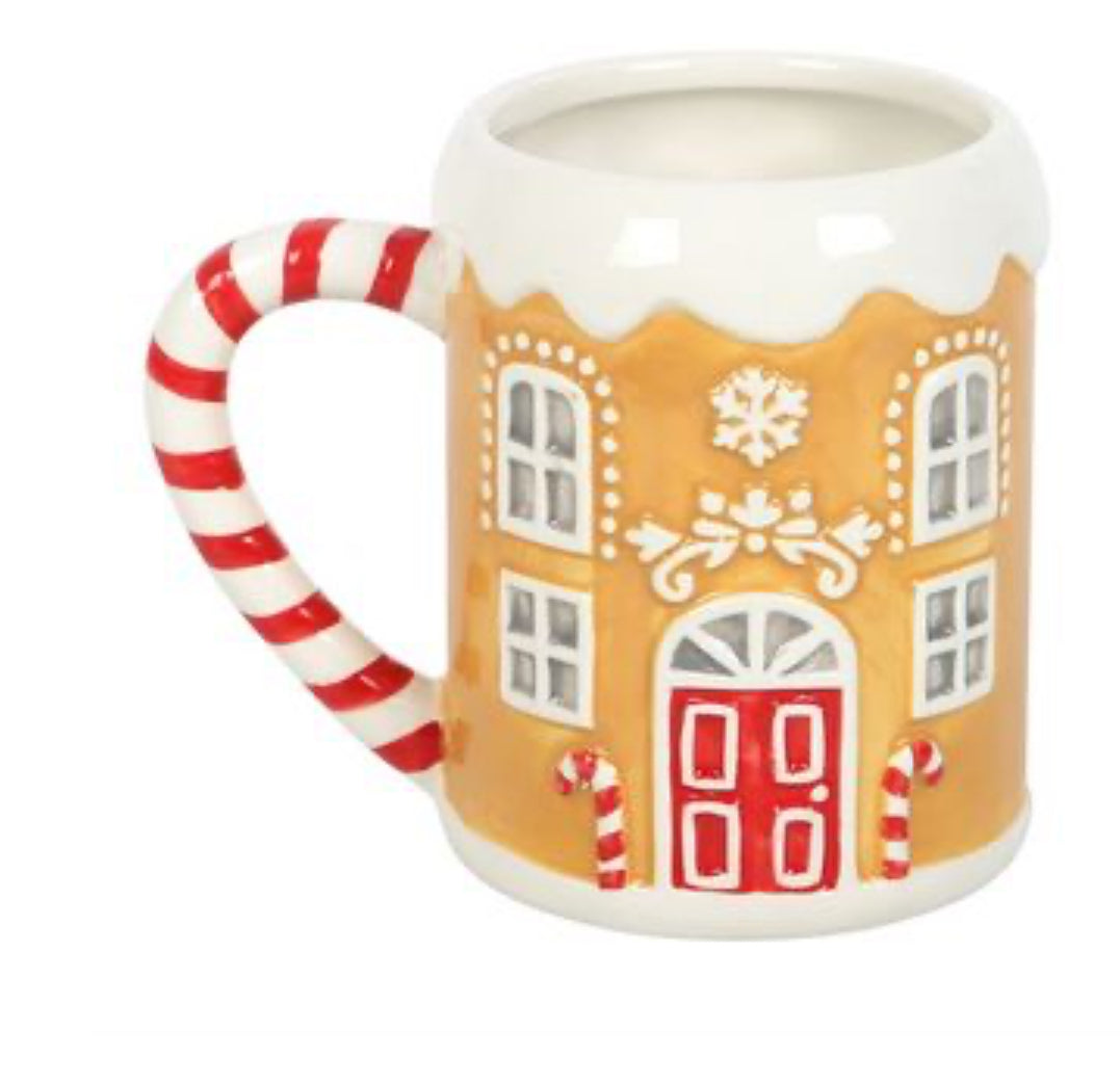 CANDY CANE GINGERBREAD HOUSE MUG