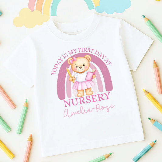 FIRST DAY AT NURSERY T-SHIRT - PINK
