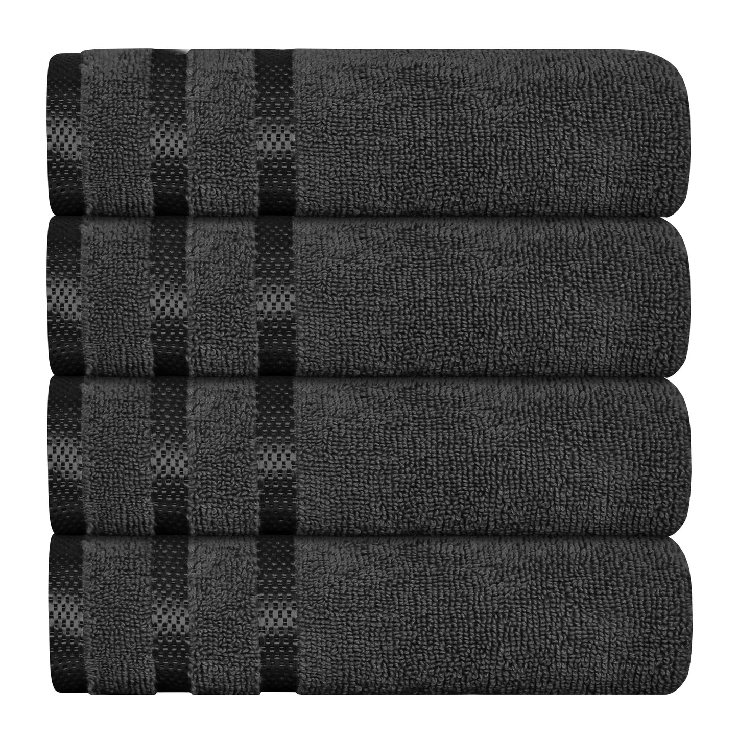 Belmont Viscose Stripe Grey Towels 100% Cotton Hotel Quality Super Absorbent 10 Piece Bale Set, 4 Hand Towel & 12 Face Cloths by OLIVIA ROCCO