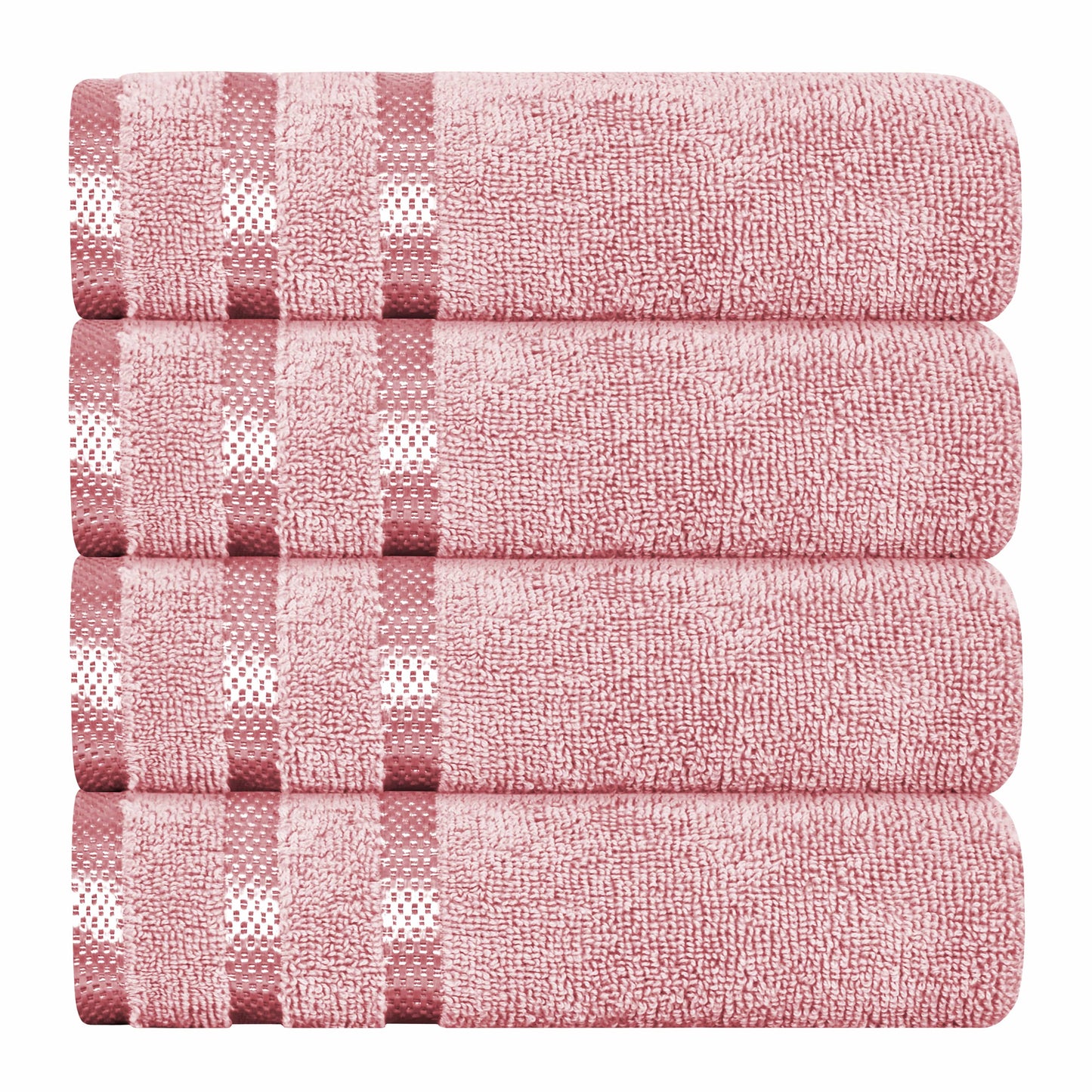 Belmont Viscose Stripe Pink Towels 100% Cotton