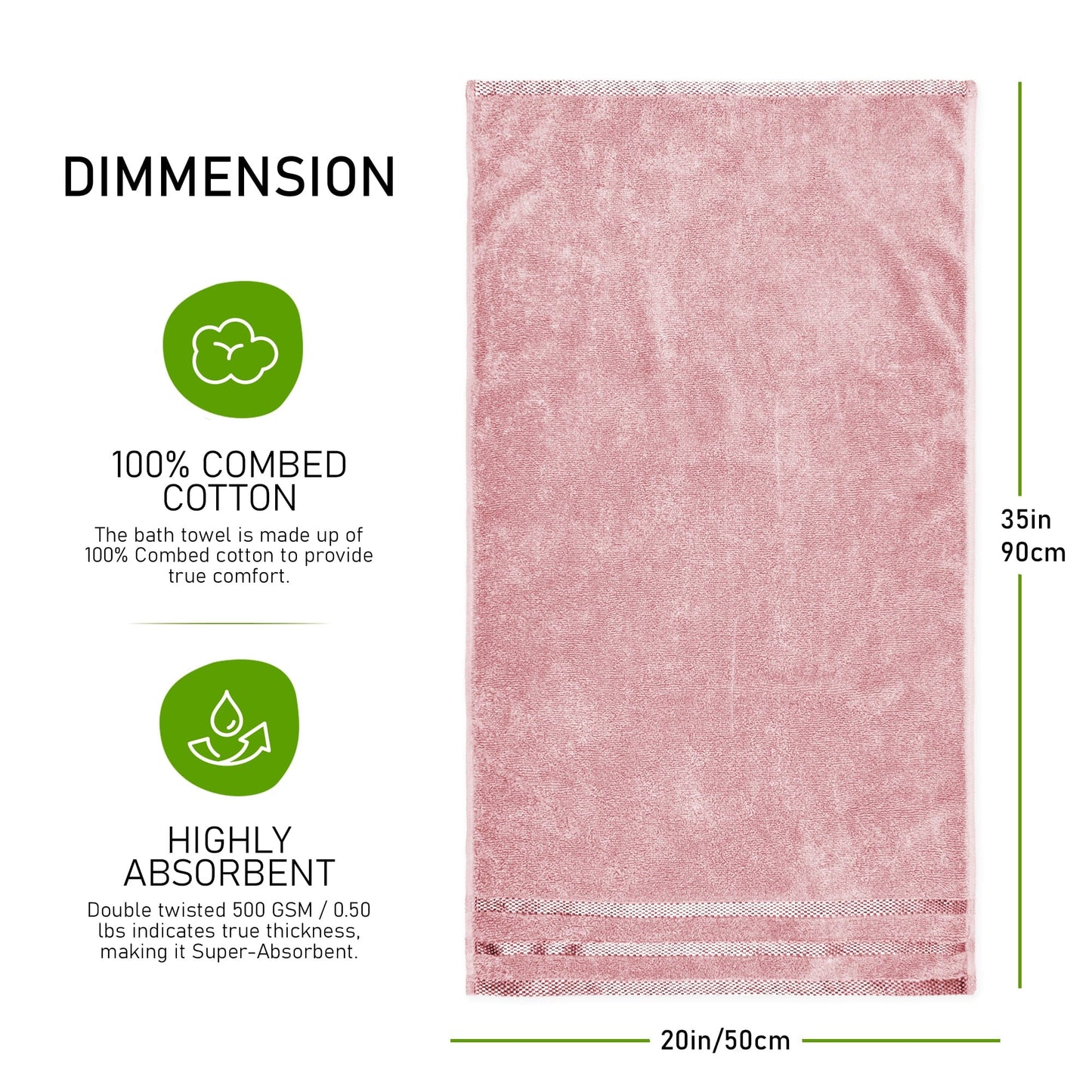 Belmont Viscose Stripe Pink Towels 100% Cotton