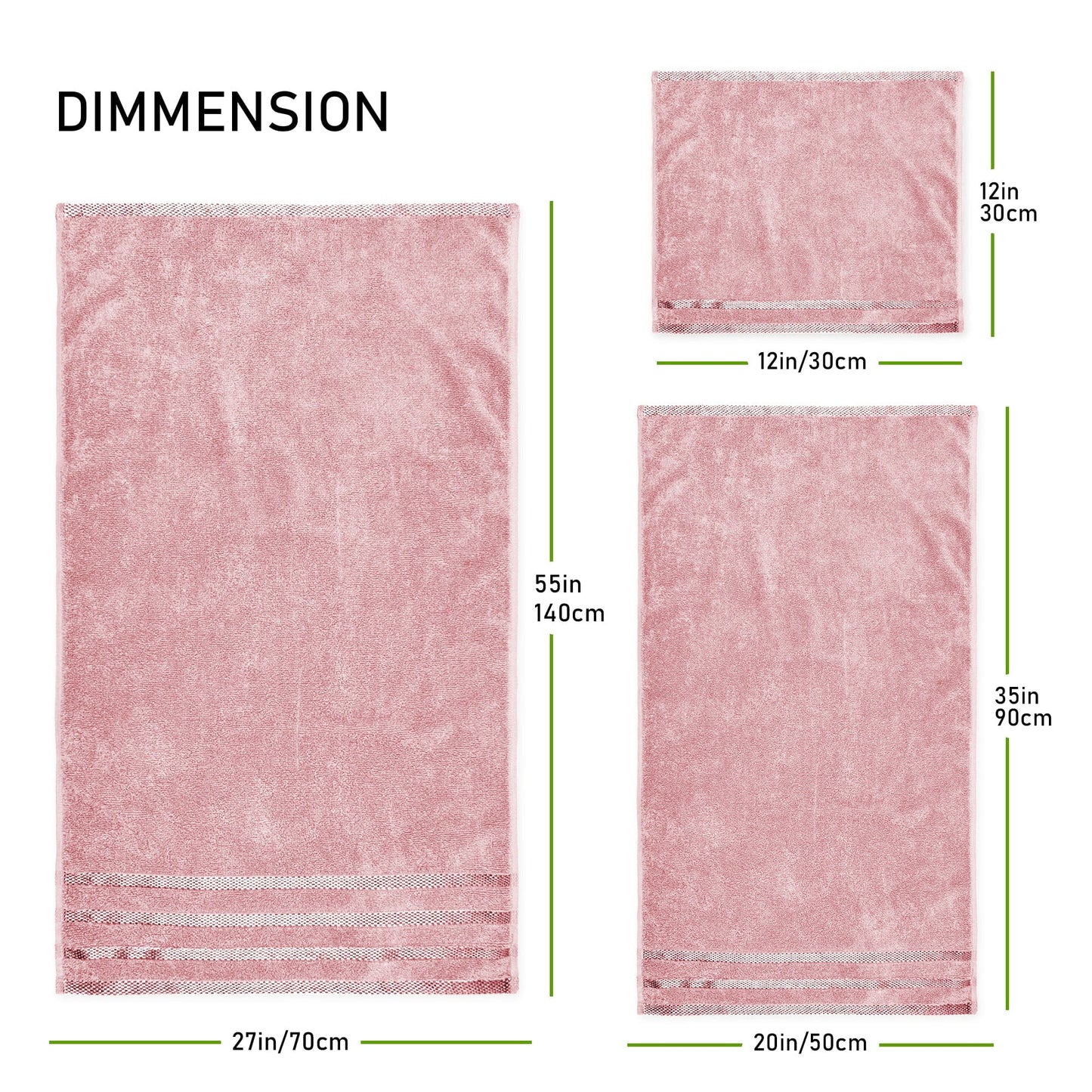 Belmont Viscose Stripe Pink Towels 100% Cotton