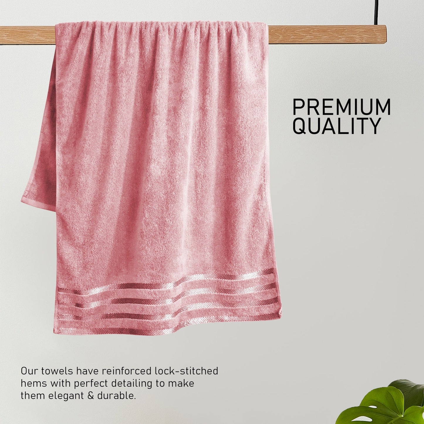 Belmont Viscose Stripe Pink Towels 100% Cotton